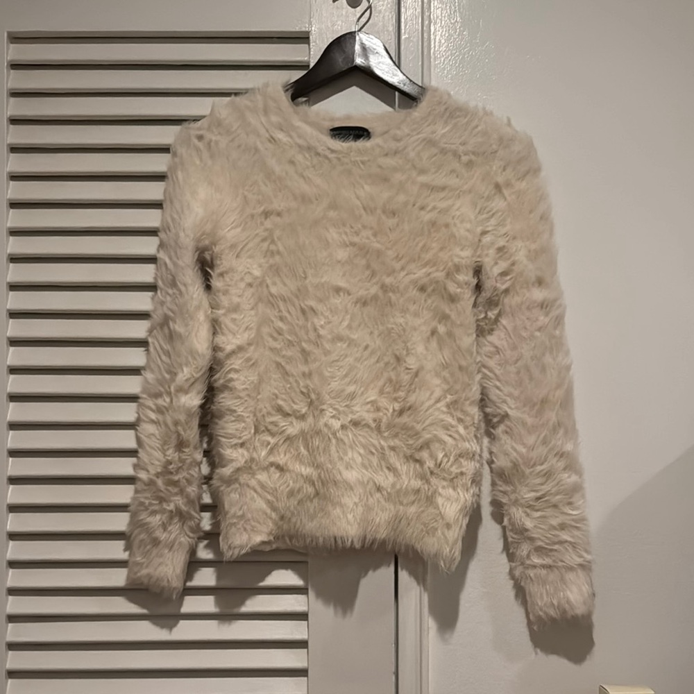Women's Cream furry faux mohair Sweater